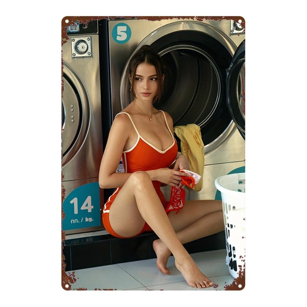 

Laundry Metal Sign Retro Woman Washer Rustic Tin Plaque x inch Vintage Home Gym Office Wall Art Decor 20x30cm