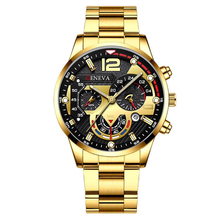 Geneva Calendar Men's Steel Band Watch - Fashionable Business Design