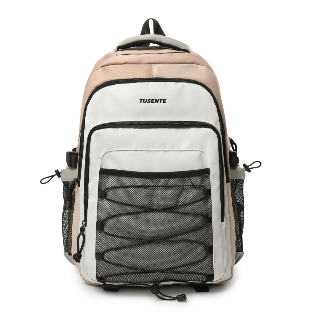 Schoolbag Japanese Contrast Color Backpack Casual Korean Large Capacity Mountaineering Bag Short Trip Bag Lightweight Computer Bag School Bag Female