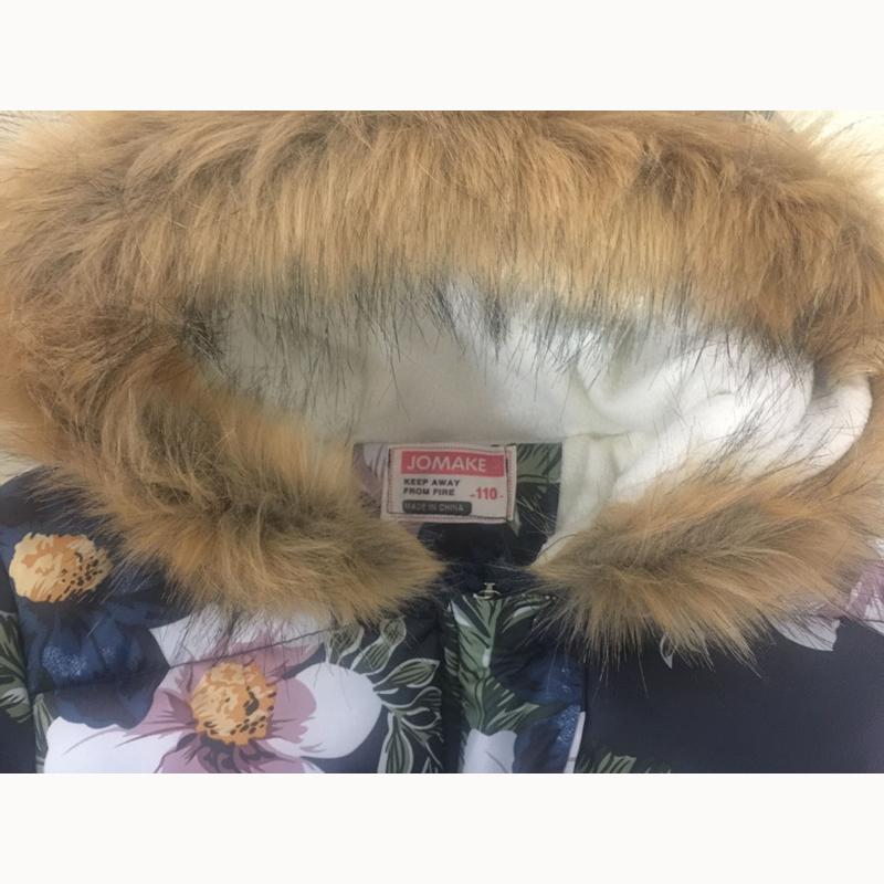 Autumn and Winter Children's Cotton Jacket Boys and Girls Fashion Printing Cartoon Big Boy Long Section Hair Collar Hooded Cotton Coat Jacket