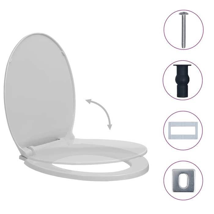 VidaXL Siège de toilette à fermeture en douceur Gris clair Ovale