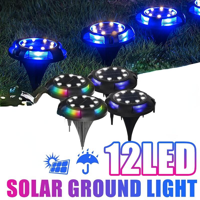 12LED Coloful Oświetlenie Energia słoneczna Zakopane światło Podłoga Decking Outdoor Garden Lawn Path Lamp