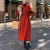Winter Trenchcoat Für Frauen Elegante Mode Koreanische Casual Dicke Wolle Mantel Rote Spitze-up Lange Jacke Schwarz Frau Mantel mit Blet
