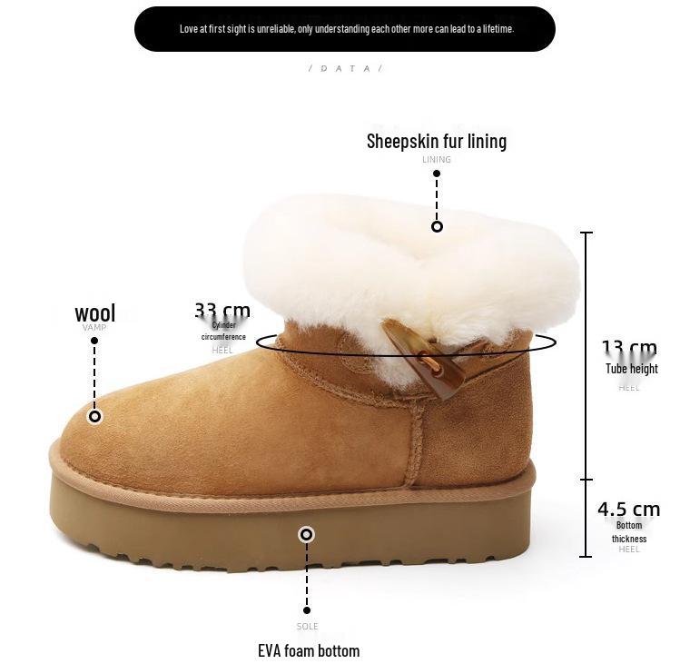 Sangpo Women's Shearling Duffle Coat Snow Boots - Warm Mid-Calf, Thick Sole, Furry Winter Cotton Boots