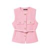 Haut Texturé Sans Manches Mode Femme avec Ceinture