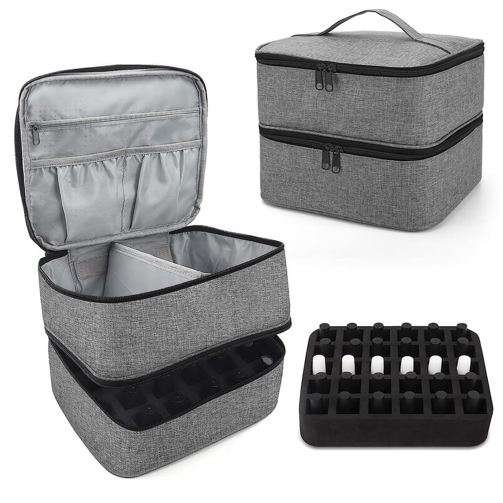 Nail Polish Storage Bag Essential Oil Bag Cosmetic Nail Care Kit Nail Care Tool Storage Box Double Layer 30 Compartment LIJIAO