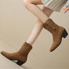 Faxu Suede Ankle Boots for Women Autumn Winter Black Brown Short Boot Low Heels Party Shoes Ladies Brand Large Size 48 Comfort