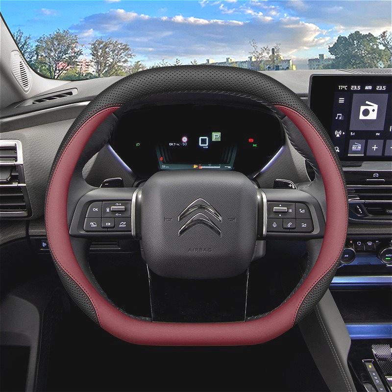 For Citroen Leather Car Shape Steering Wheel Cover Double D Shape Fit C5X C5 C3 Aircross C4 Cactus 2025 2026 Accessories