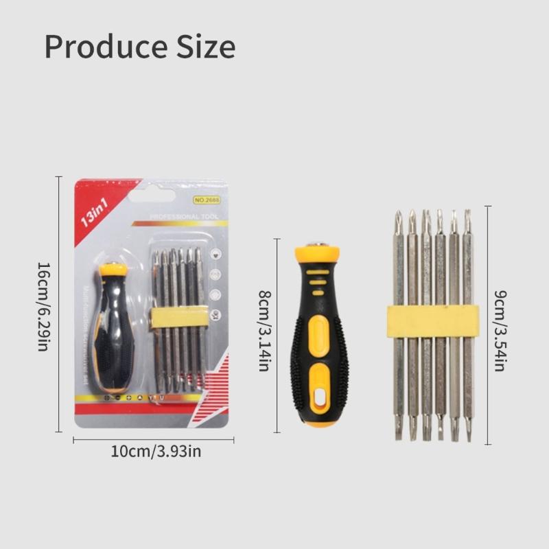 12 In 1 Strong Magnetic Screwdriver Set Flat Shaped Screwdriver Head Multifunctional Precision Maintenance Tool