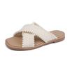 Grape Mother Women's Shoes Wear High-end Sense Small Fragrant Style Woven Cross-belt Flat-bottomed Slippers Women's Temperament Gentle Style