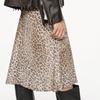 MO&Co. Leopard Print Silk A-Line Midi Skirt
