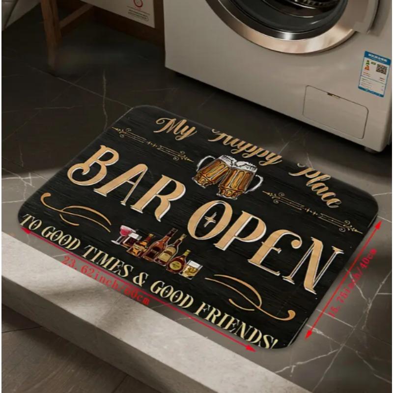 The Beer Welcome Mat Themed 'bar Open' Features Anti Slip Design Living Rooms Kitchens Dining Rooms Terraces Cafes Home Decor