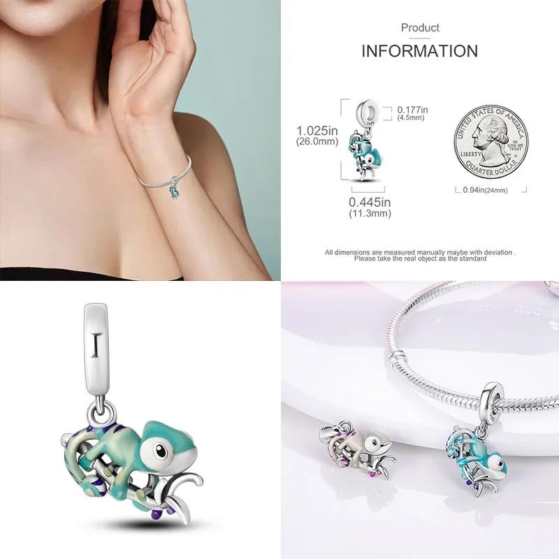 925 Silber Glühwürmchen Libelle Eule Anhänger Kleeblatt Herz Zirkon Farbperle für Original Armband Anhänger Schmuck