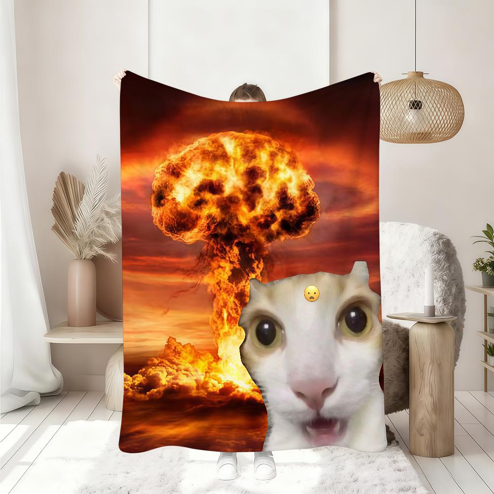 Cat Funny Blanket Soft Throw Blanket for Home Bedroom Bed Sofa Picnic Travel Office Rest Cover Blanket Gift