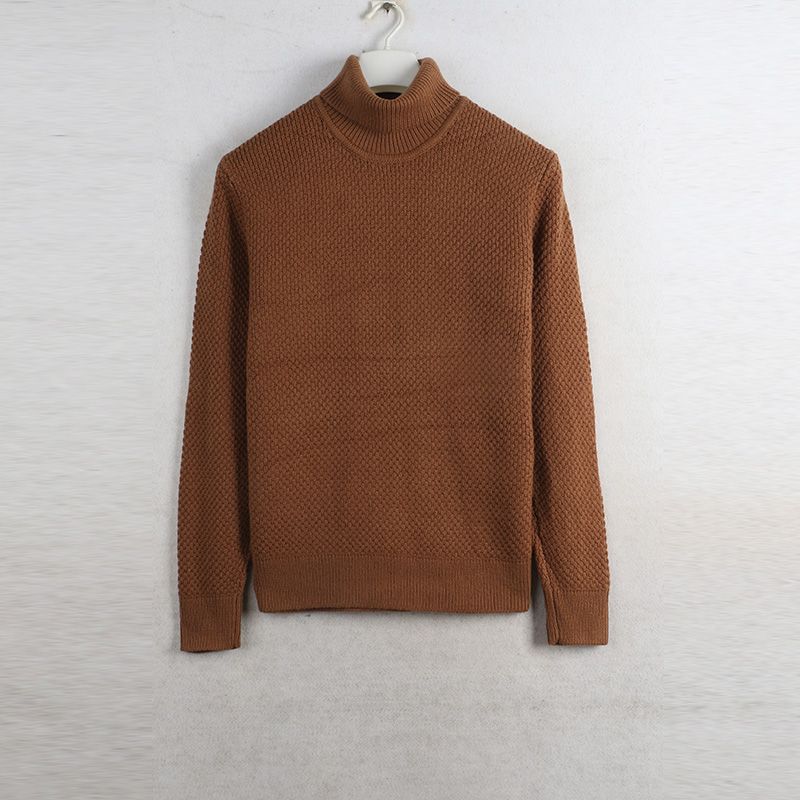 

House Fall and Winter New Arrival Export European and American plus Size Women s Clothes Turtleneck Corn Pattern Long Sleeves Sweater Base Knitwear Brown Bust size 108-114