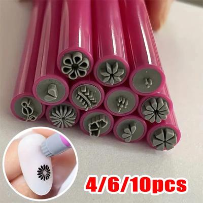 4/6/10 ks Razítkovací pero na nehty DIY Květinové Motýlí Nehtové Graffiti Nástroje na tečkování nehtů Leštění Malování Kreslení Manicure Nástroje