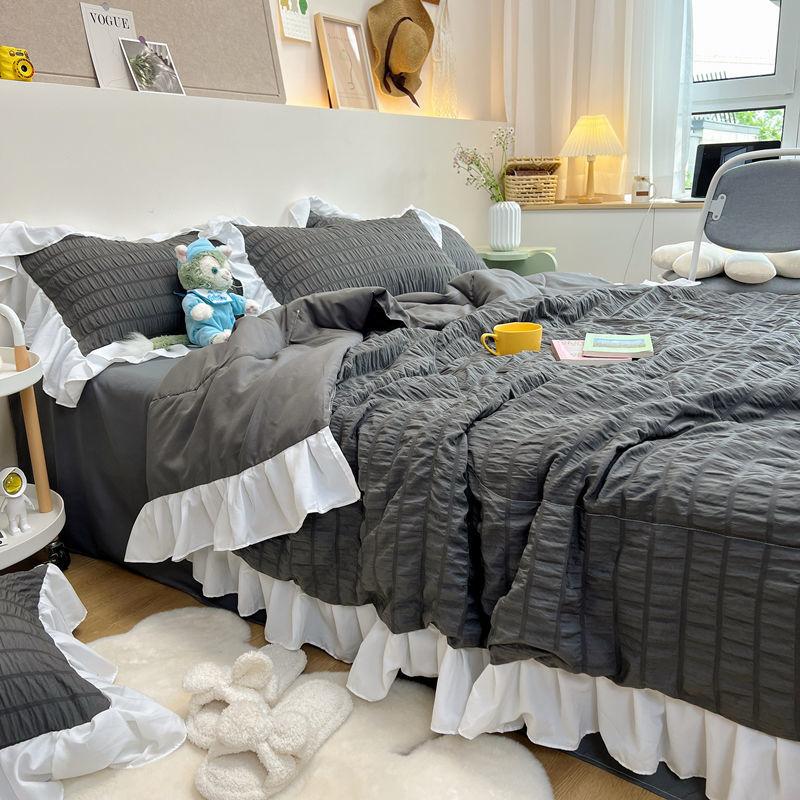 Korean Style Princess Summer Quilt Cool Chiffon Seersucker Air-conditioned Quilt Bed sheet Summer Blanket Comforter Duvet