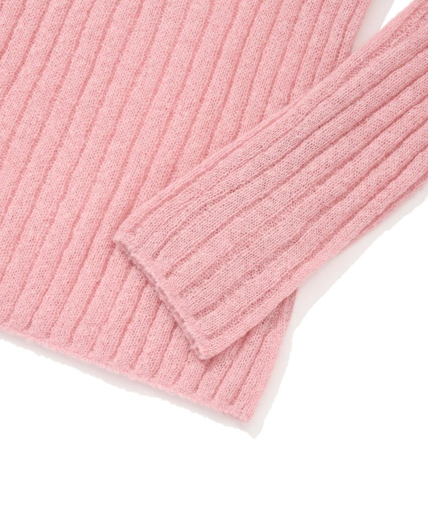 COVERNAT WOMAN Ribbed Turtleneck Knit Light Pink