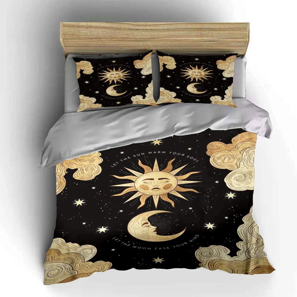 "Sun Moon Star Themed Artwork 3PC" Multiple sizes kid's and adults' bedroom Exquisite 3PC bedding set gift