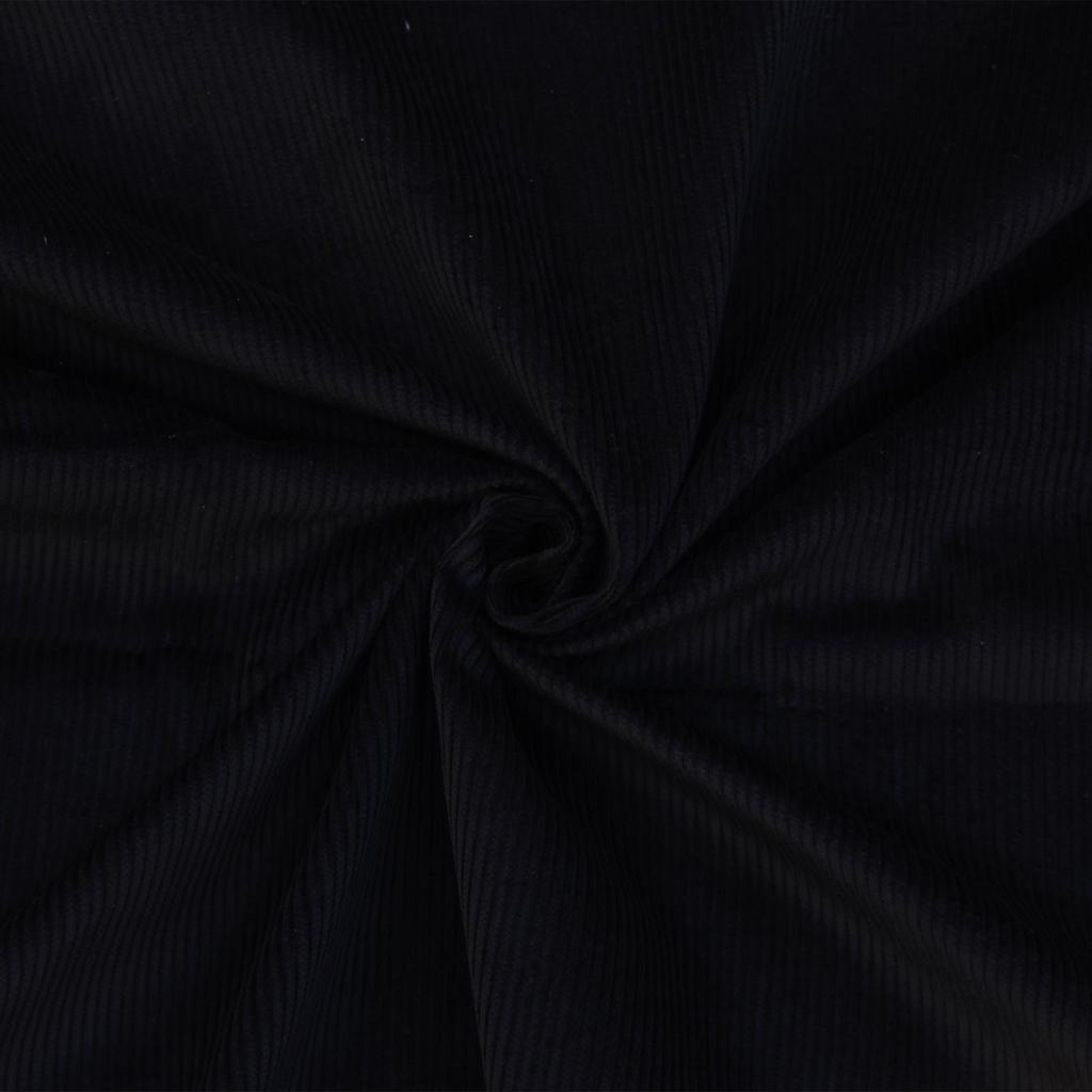Pohodlná černá manšestrová látka - 100% bavlna na oděvy a kalhoty - 350 g