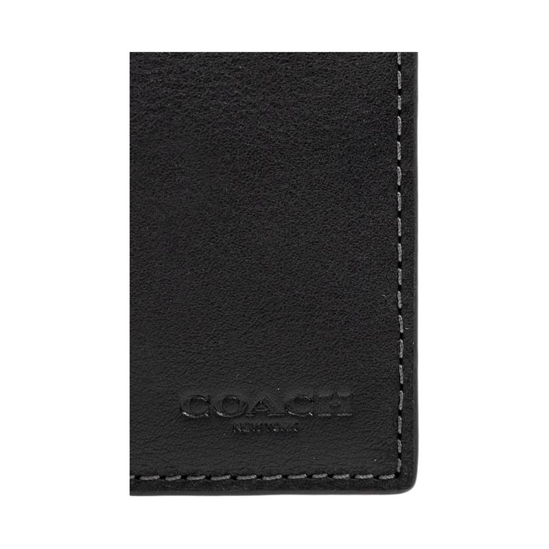 COACH ogo embossed ultra-thin half-fold leather wallet mini men's black black