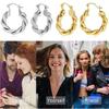 1 Pair C Shape Earrings Twisted European Style 25mm 14K Golden Trendy Ear Rings Minimalist Fashion Elegant Jewelry for Party