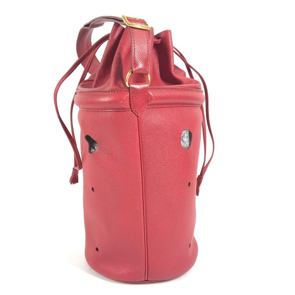 HERMES Tassel fringe Manjoire Drawstring bag Shoulder Bag Courchevel Red