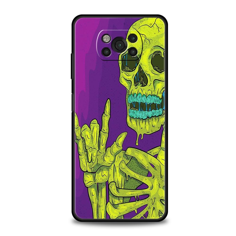 Skeleton Skull Phone Case Cover  for Xiaomi Poco F7 Ultra F6 F5 F4 F3 X6 X5 X4 X3 NFC C51 C55 M4 GT 5G Soft TPU Shell Fundas Bag