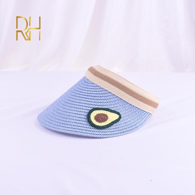 

Lovely Fruit Summer Empty Top Wide Brim Straw Visor Cap For Baby Props Kids Child Adjustable Cute Sun Hat For Boys Girls RH 50-53cm(kids size) небо синє кольору