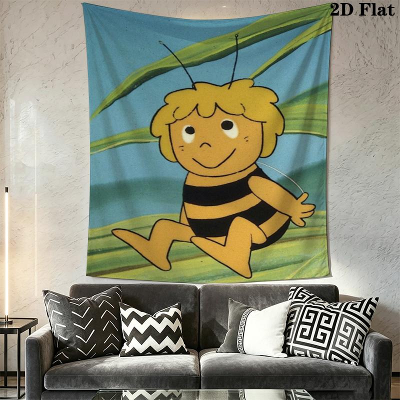 Bees and Maya Wall Tapestry Aesthetic Wall Hanging Printed Fabric Blanket Decorative Tapestries for Bedroom Living Room Home Decor