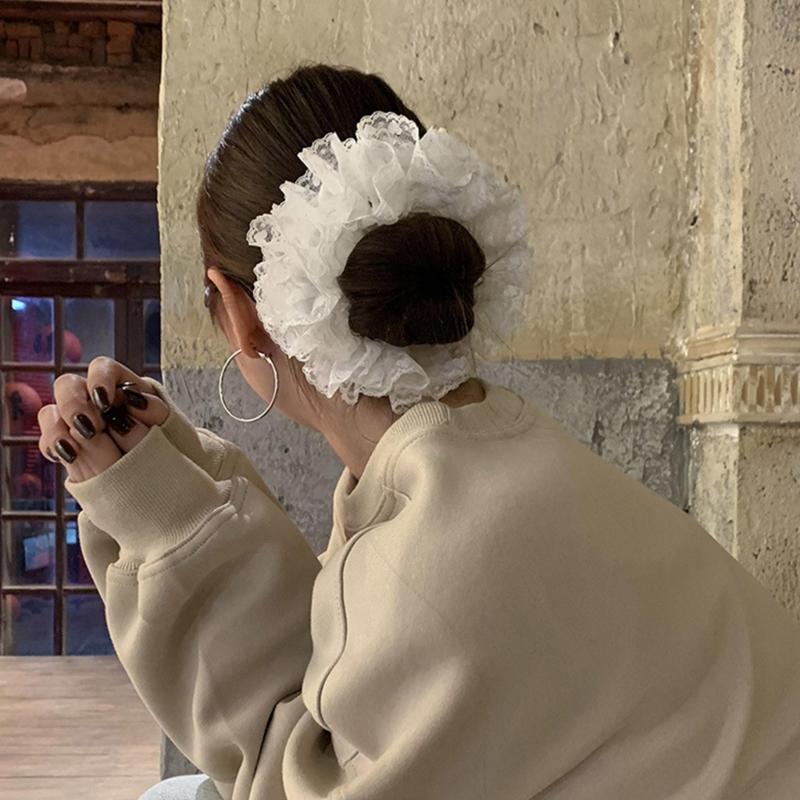 Modische Spitze Haargummis Scrunchies Für Frauen Sanfte Elastische Haarbänder Haaraccessoires Für Verschiedene Frisuren