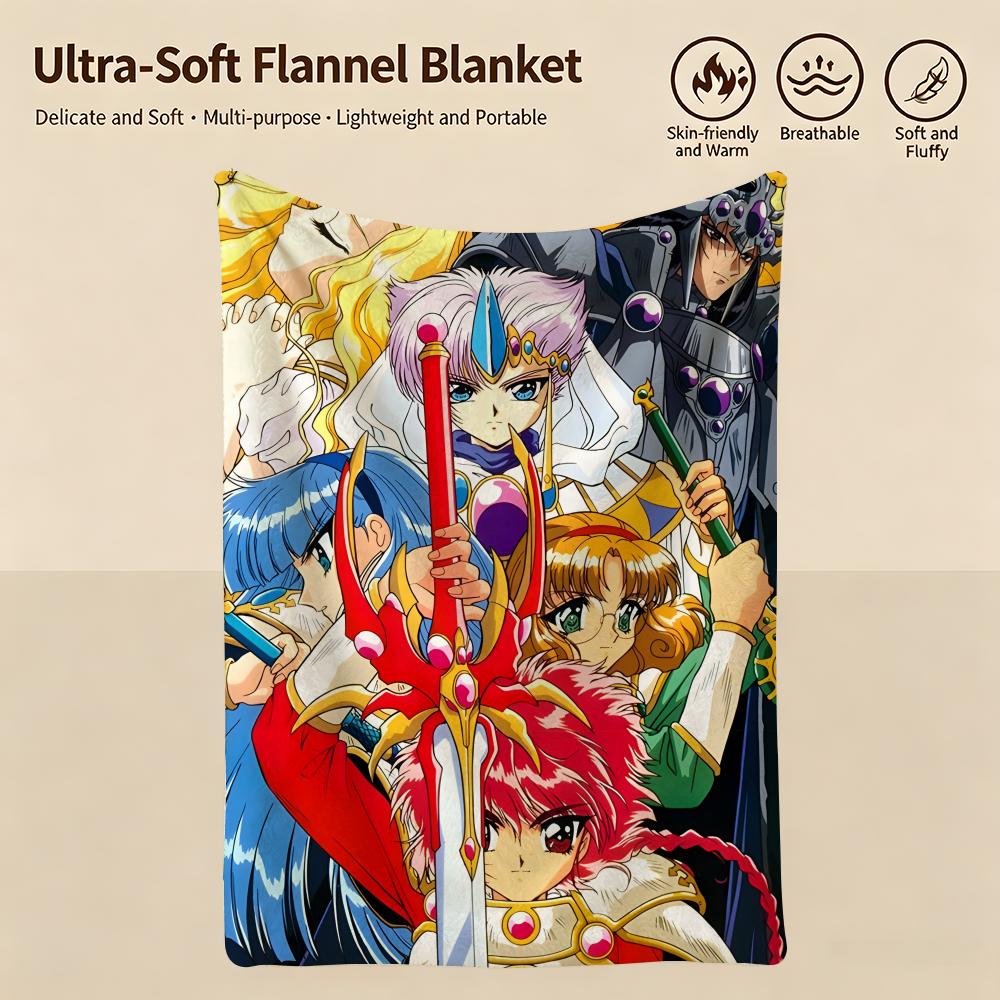 Anime M-Magic Knight Rayearth-h Throw Warm Soft Flannel Blanket, Multi-use for Sofa Bed Camping Travel Nap
