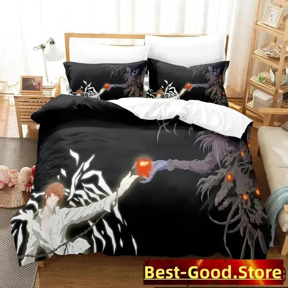 3D Death Anime Note Beding Set Printed Bed Linen Set With Pilowcase Soft Duvet Cover Soft Single Double Quen Super King-Sized Dimensionsd Dimensions