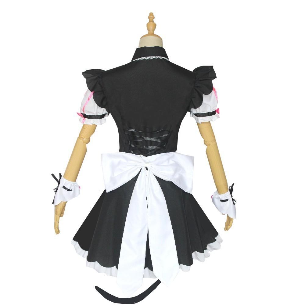 NEKOPARA Cosplay Chocola Vanilla Cosplay Dienstmädchenkleid Damen Mädchen Komplettset Süßes Lolita Halloween Party Outfits mit Perücke