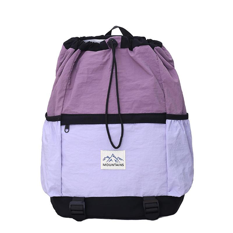 

Contrasting Big Capacity Color Backpack With Drawstring Design And Letter Decor фиолетовый