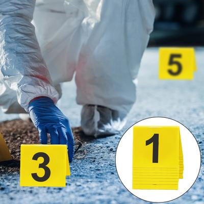 10Pcs Crime Scene Number Sign Decoration Reusable Double-Sided Acrylic 1 To 10 Mini Evidence Marker Table Sign Detective Clue Party Ornament