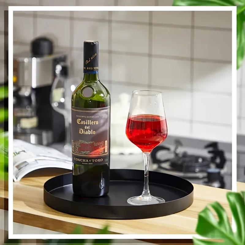 1Pc Modern Black Circular ABS Tray with Candle Holder