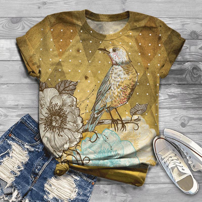 Casual Men's Personalized T-shirt Short Sleeved 3D Printed T-shirt Sunflower Round Neck T-shirt