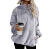 Sweatshirt Coat Long Sleeve Windproof Plush Trendy Turtleneck Zipper Neck Women Fluffy for Home
