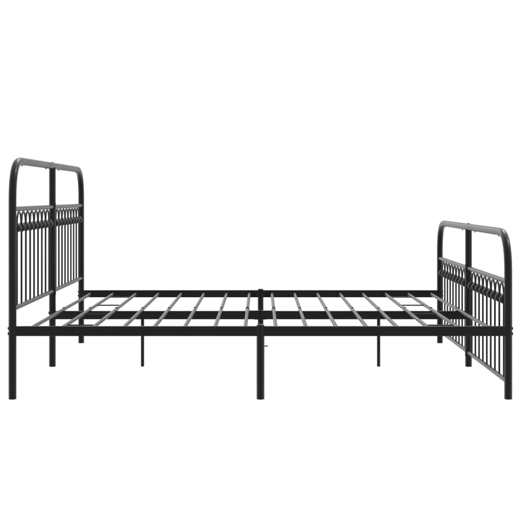 Metal Bed Frame with Headboard and Footboard Black 193 X 203 Cm