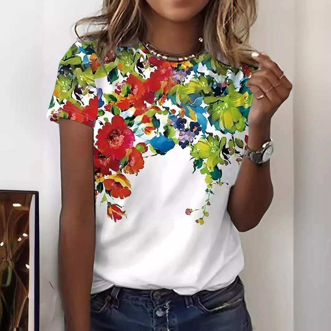 Модная женская футболка с принтом «Цветок сливы» — фото 6