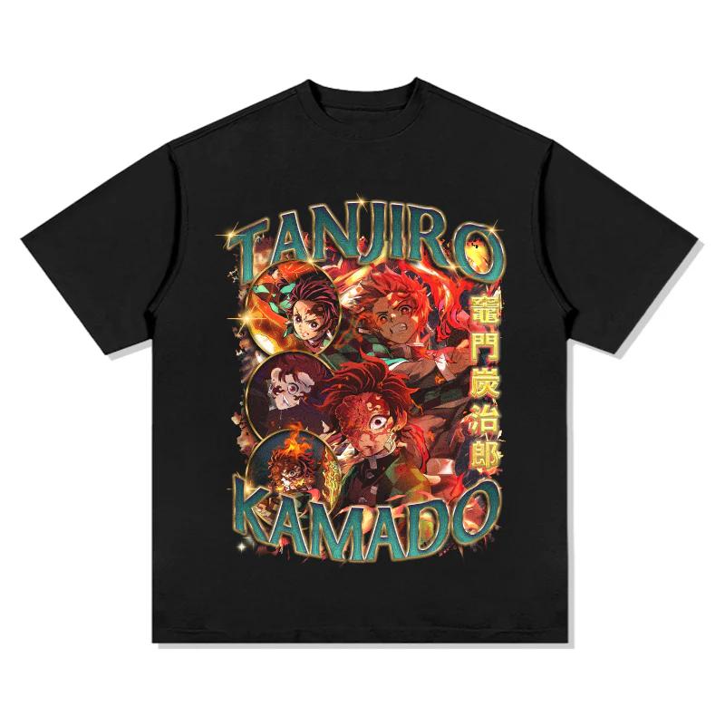 Demon Slayer Japanese Anime Pure Cotton Tshirt Summer Men and Women Anime Enthusiasts Fashion Casual Retro Short Sleeve Tshirt