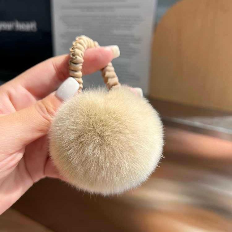 Faux Rabbit Fur Pom-Pom Elastic Hair Tie - Cute, Versatile Plush Accessory for Women