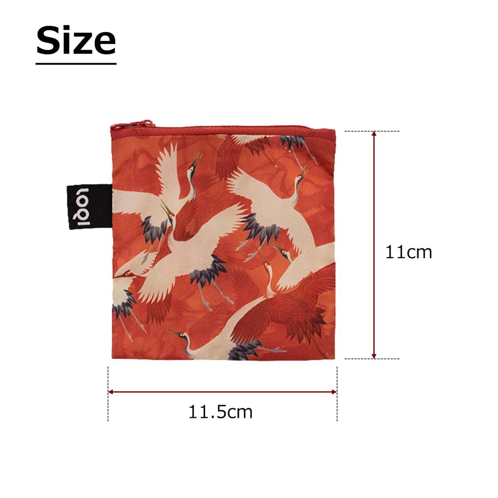 LOQI Eco Bag with White and Red Cranes WH.CR.R Women's