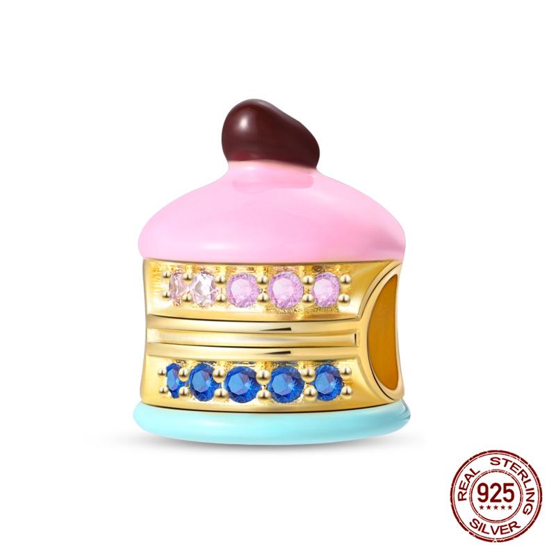 Fit Originalbracelet Cute Cake Beaded Afternoon Tea-Heart Shaped Donut Charms Diy Jewelry Making Women Giftcopper