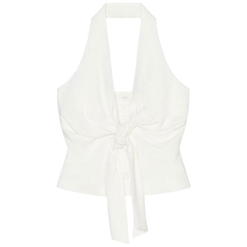 Zaprha 2025 New Fashionable Western Style Waist-Slimming Bow Tie Halterneck Lace Up Casual Vest Jacket Female 1608130