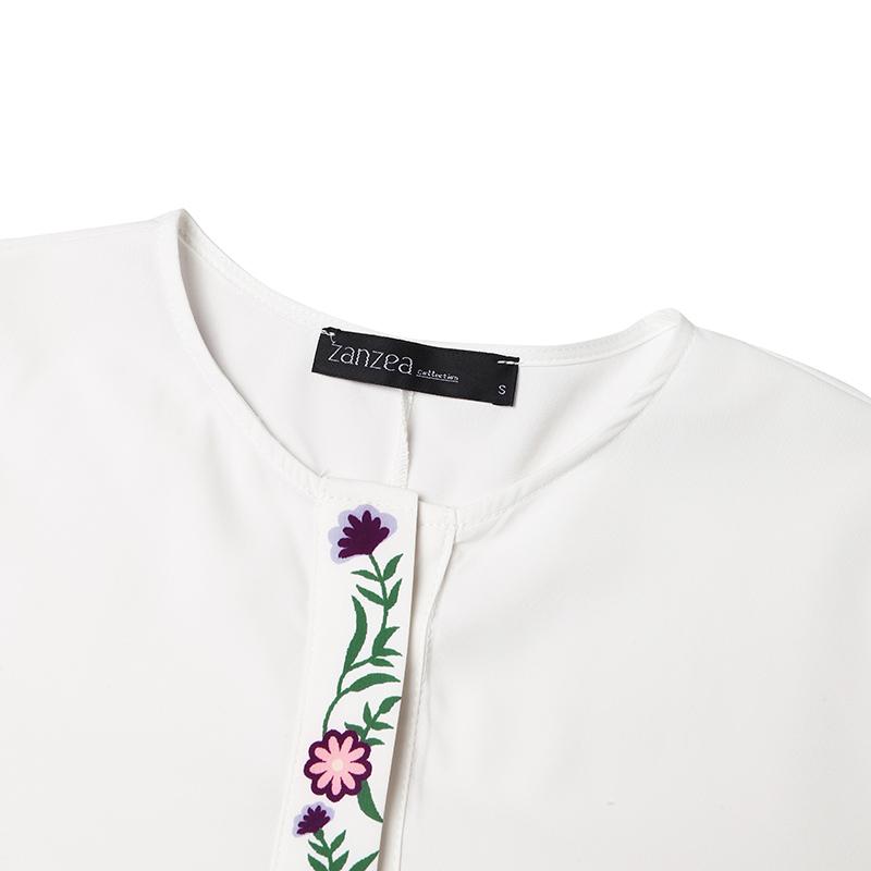 ZANZEA Vestido largo suelto con manga 3/4 y cuello redondo floral informal para mujer