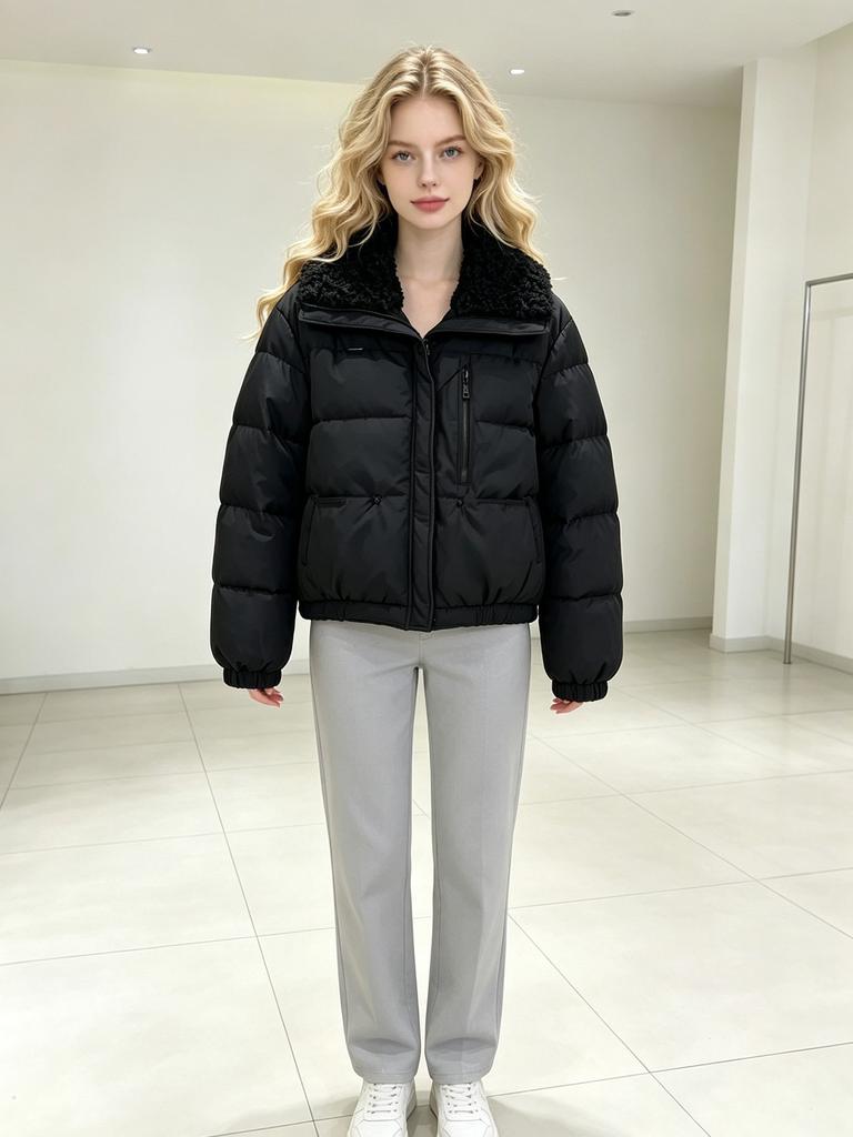 [] Winter New Women'S Fashion Splicing Fake Two-Piece Down Cotton Coat Design Short Cotton Coat