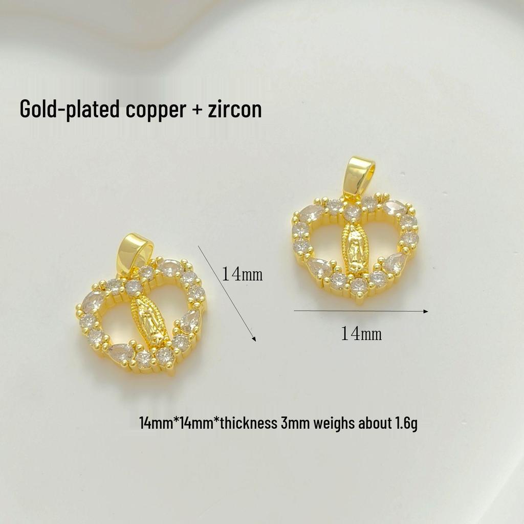 Gold-Plated Virgin Mary Pendant Necklace - Handmade Heart Design