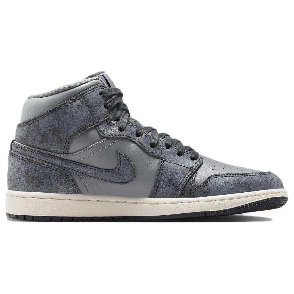 Air Jordan 1 Mid Distressed Smoke Grey Women Sneakers Off-Noir Sail FJ3448-001